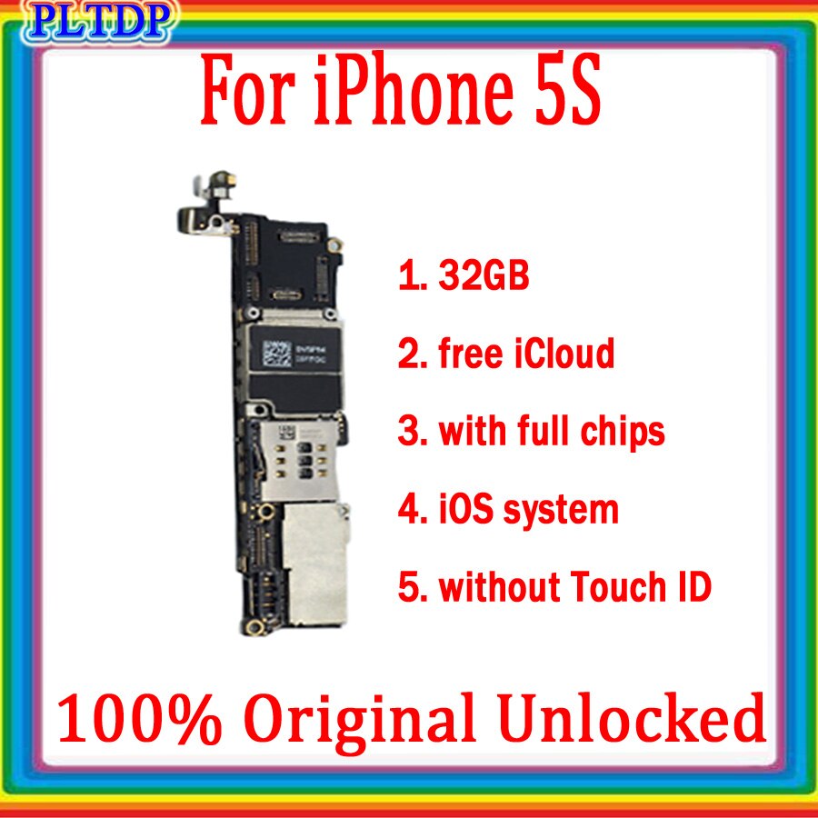 Gratis Icloud Voor Iphone 4 4S 5 5c 5S 5se Moederbord, 100% Originele Ontgrendeld Voor Iphone 5S 5SE Geen Touch Id Logic Board Getest: For 5S-32GB