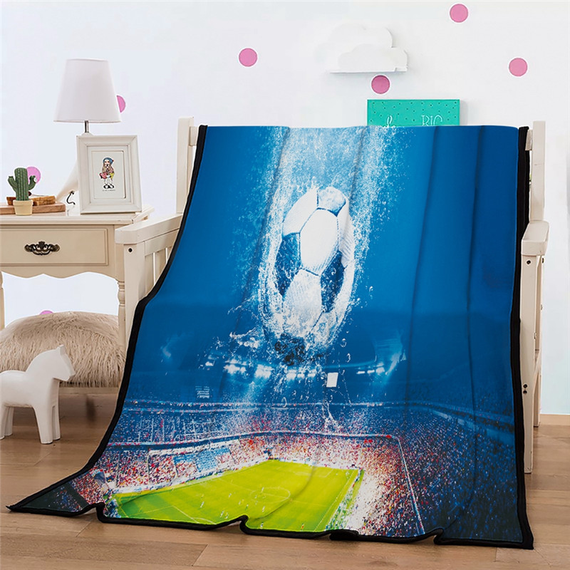 3D Sport Bal Cool Dekens Basketbal Voetbal Baseball Gitaar Flanel Bed Sofa Gooi Dekens Voor Tiener Jongens Beddengoed: soccer-2