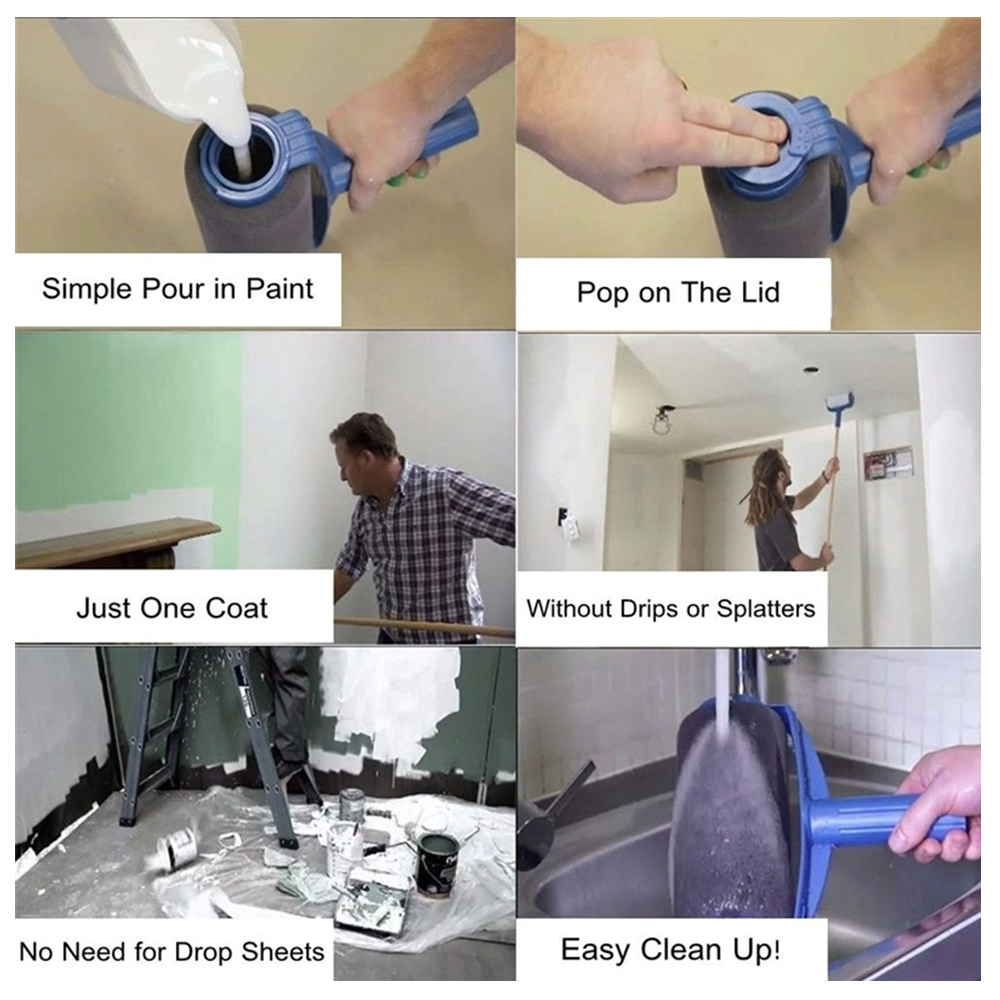 Painting Roller Brush Multifunctional Long-Handle Paint Rollers For Walls Artifact Paint Tool Set