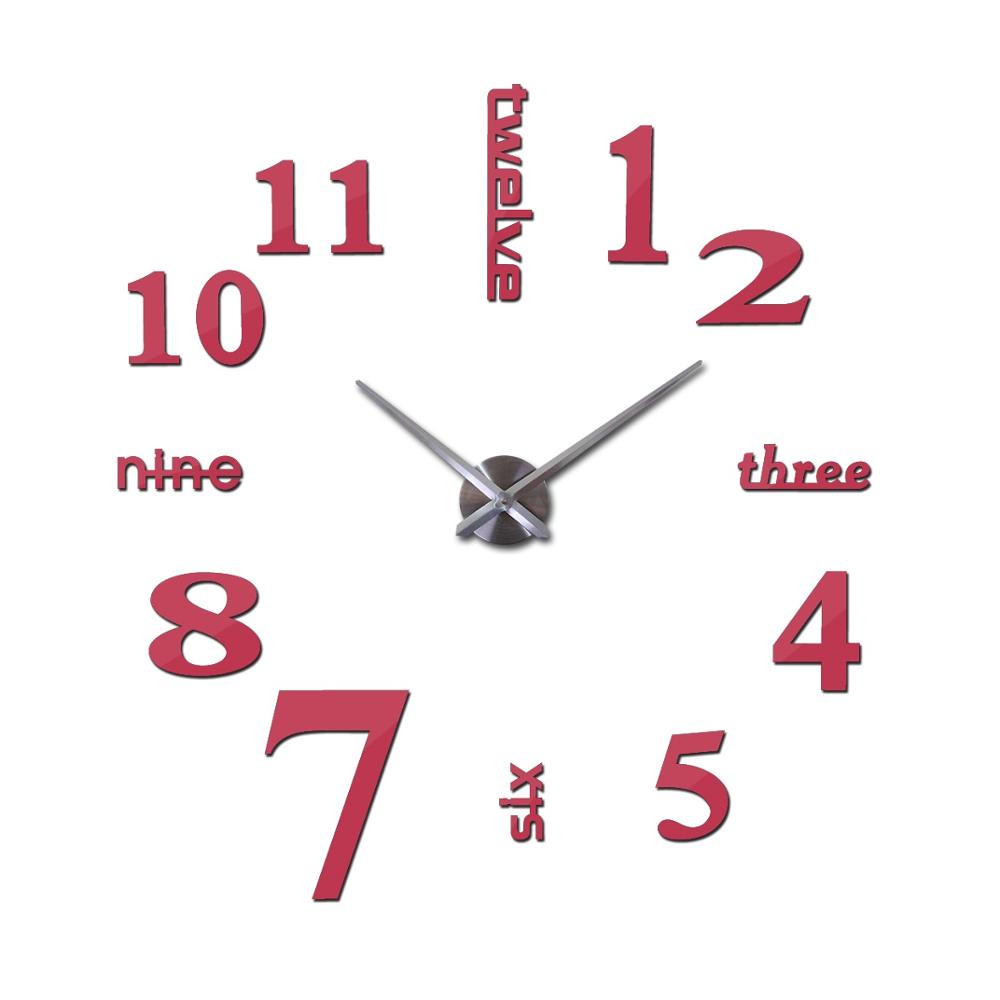 Horloge à Quartz pour montres de | Autocollant mural 3d, grand format, miroir ruché, moderne, tendance, , bricolage: Rose / 47inch