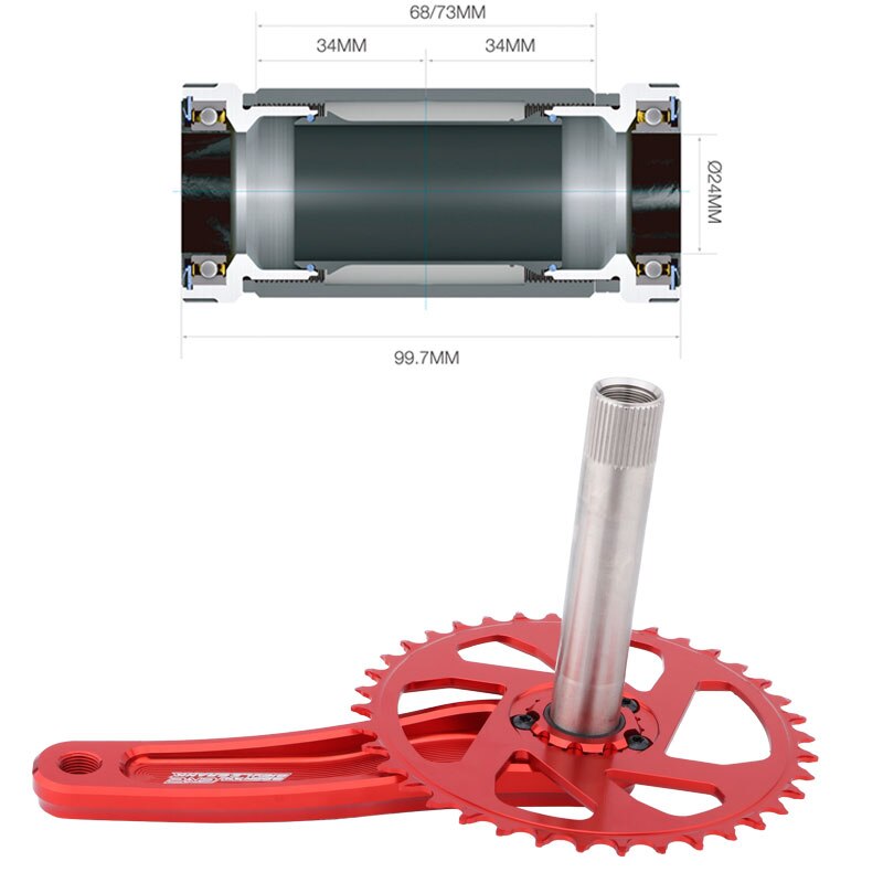 MEROCA MTB Crankset 170mm GXP 32/34/36/38T Narrow Wide Chainring Aluminium Alloy Mountain Bike Crank Set GXP Crank