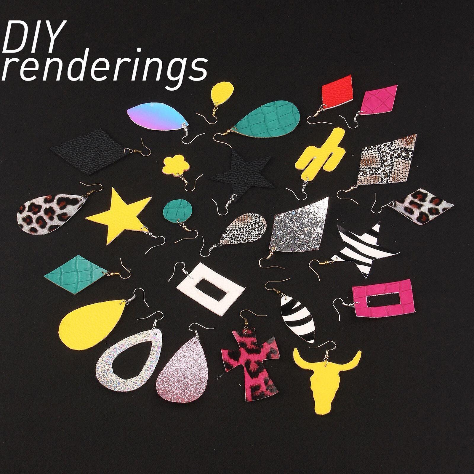 30 Pieces Faux Leather Sheet Leather Earring Making Kits Leather Sheets Earring DIY Hooks Tools