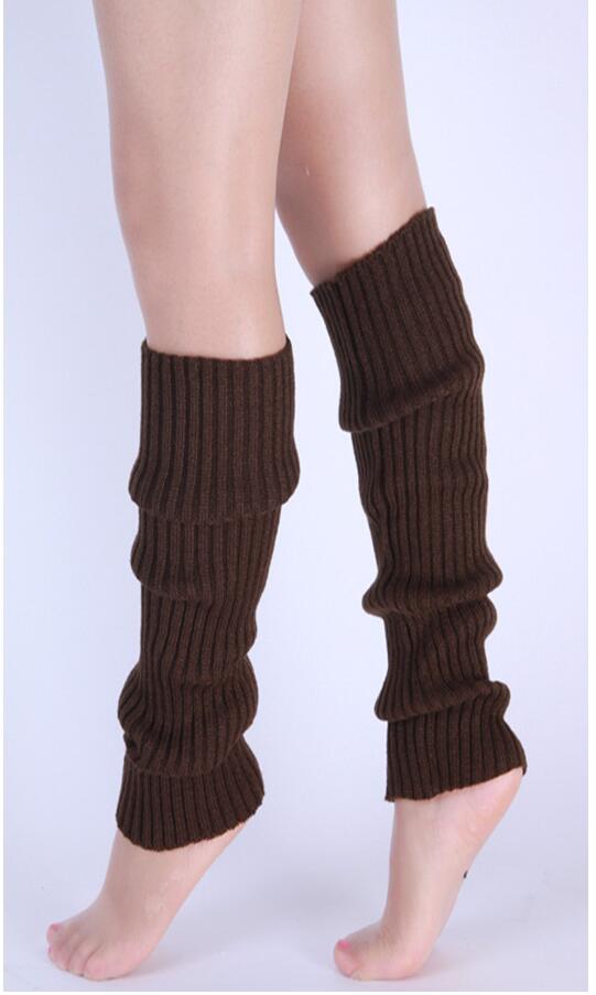 Kvinder benvarmere solide benvarmere slik farvehæklet strikket lange benvarmere knæhøje varme støvlesokker kvinder: Kaffe
