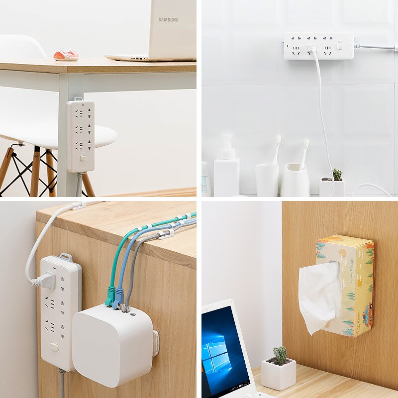 Support autocollant de prise de courant sans couture, sans perforation, fixation murale, supports de barre d&#39;alimentation, rangement pour prises, support d&#39;étagère
