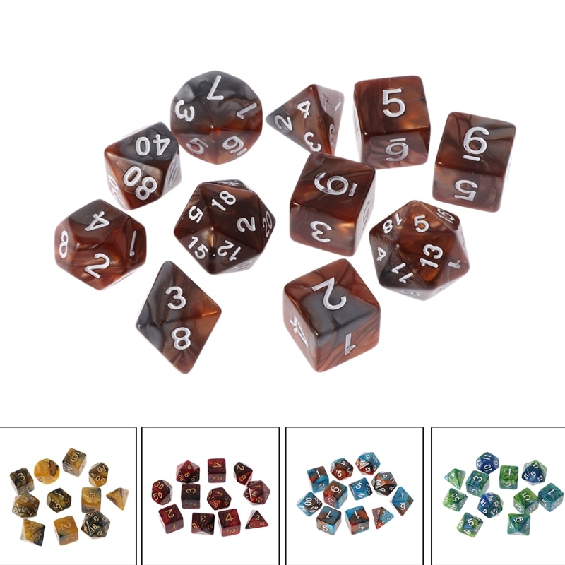 Noenname_null 11 stk  d4 d6 d8 d10 d12 d20- sidede terninger til rpg dnd d&d sæt