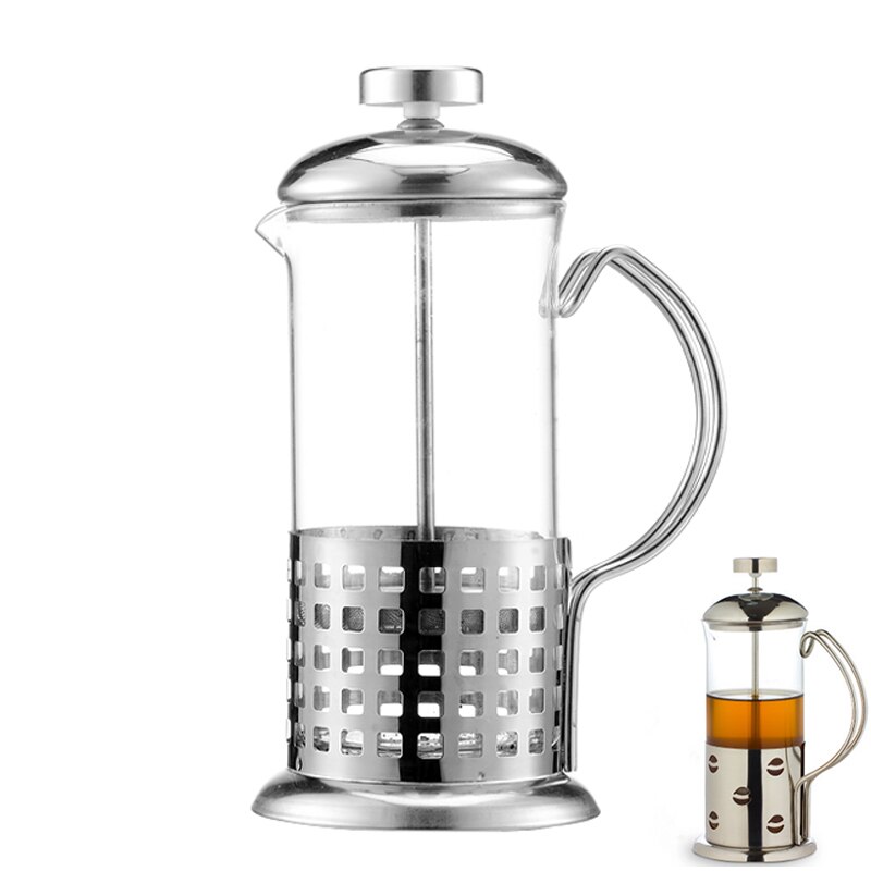 Manuaalinen kahvi espressokeitin kattila ranskalainen kahvi tee perkolaattori suodatin ruostumatonta terästä lasi teekannu kahvilapuristin mäntä 350ml