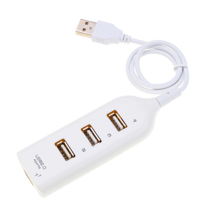 Kebidu Mini 4 Porte HUB USB 2.0 Micro NERO Ad Alta Velocità splitter Adapter Per PC Del Computer Per Dischi Rigidi Portatili: White