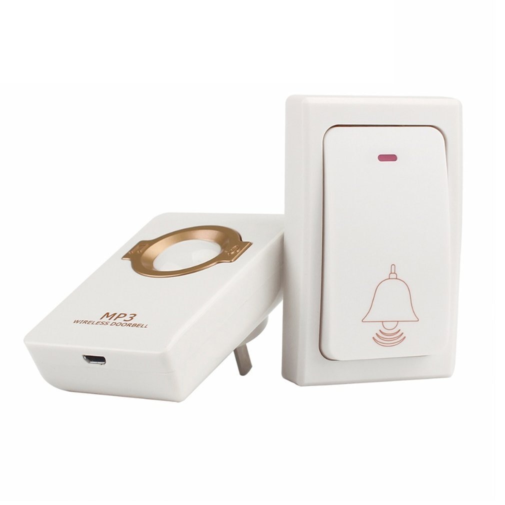 LESHP Self-powered Wireless Doorbell Remote Button and Receiver MP3 Operating up to 200m Waterproof Door bell for Home US Plug
