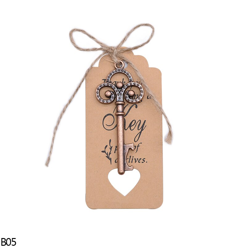 Abrebotellas con forma de llave Retro, abridor de botellas de vino y cerveza portátil de Metal artesanal, llavero, herramienta abierta para boda, accesorios de cocina, 1 ud.: B05