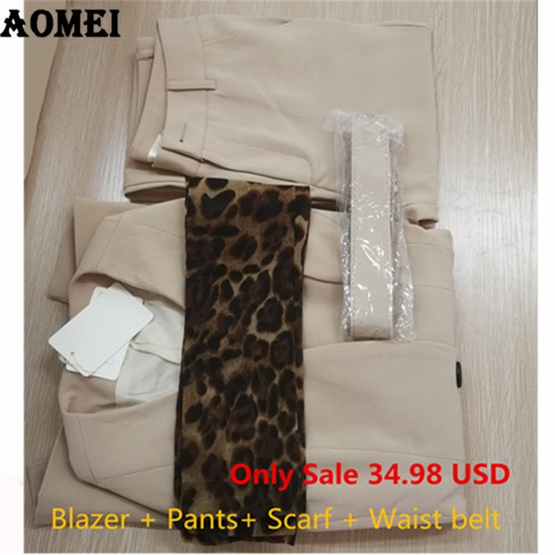 Suit Women Classy Blazer Dress Workwear Office with Waist Belt V Neck Ladies Long Blaser Fall Winter Tops with Pants