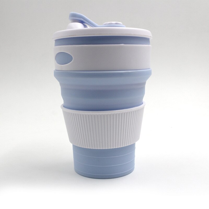 Siliconen Cup Drinken Inklapbare Koffie Cup 5 Kleuren Folding Draagbare Siliconen Telescopische 1 Pc: Light blue