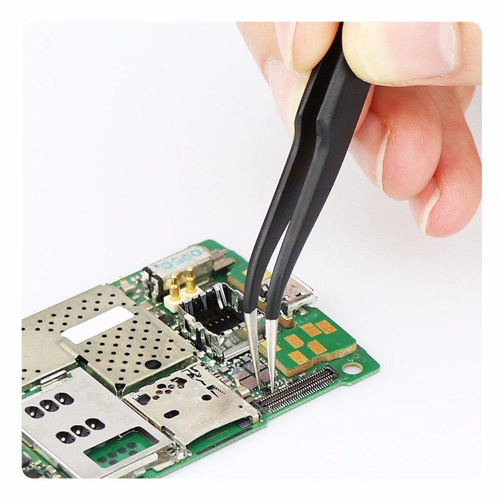 BGA Reworking Soldering Hand Tools ESD15 Stainless Steel Anti-static Tweezers For Computer Repair Maintenance