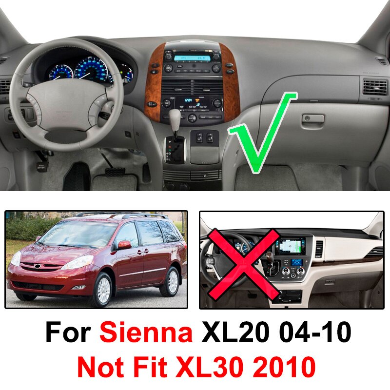 Xukey Dash Mat Dashmat Dashboard Cover Zonnescherm Dash Board Cover Tapijt Voor Toyota Sienna 2004 2005 2006 2007