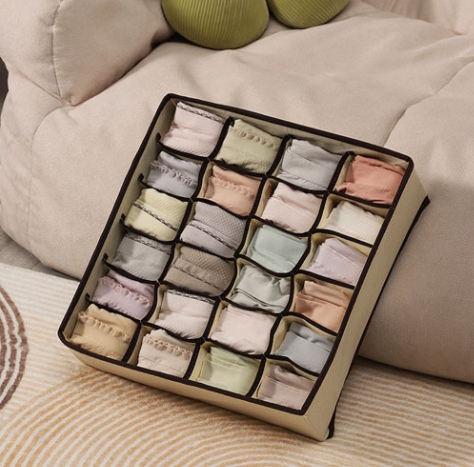 1PC 6/7/8/24 Compartment Underwear Organizer Bra Storage Box Closet Sock Folding Storage Drawer Home Bedroom tier lockers: Blue