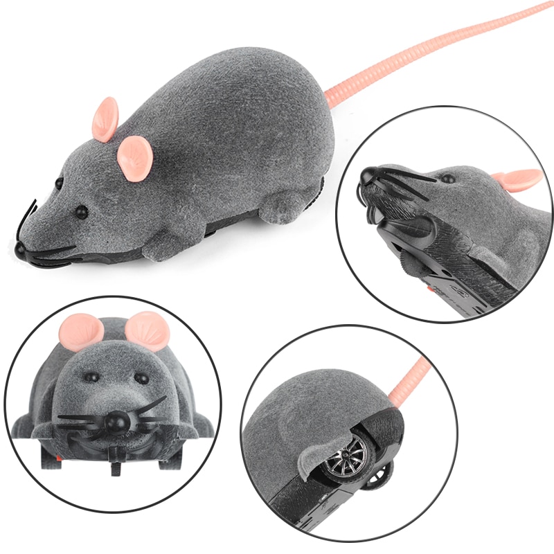 Wireless Remote Control Mouse Toy Black/Gary/Brown Electronic RC Rat Mice Animal Interactive Cat Toys