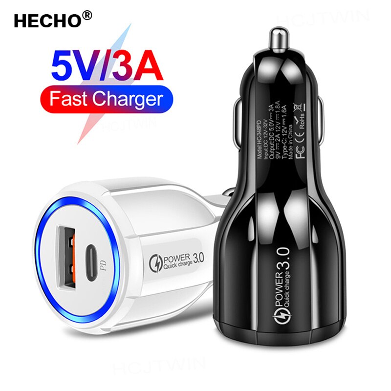Cargador de coche de carga rápida 3,0 para teléfono móvil, cargador de coche Usb Dual, adaptador de carga rápida Qualcomm Qc 3,0, Mini cargador de coche Usb