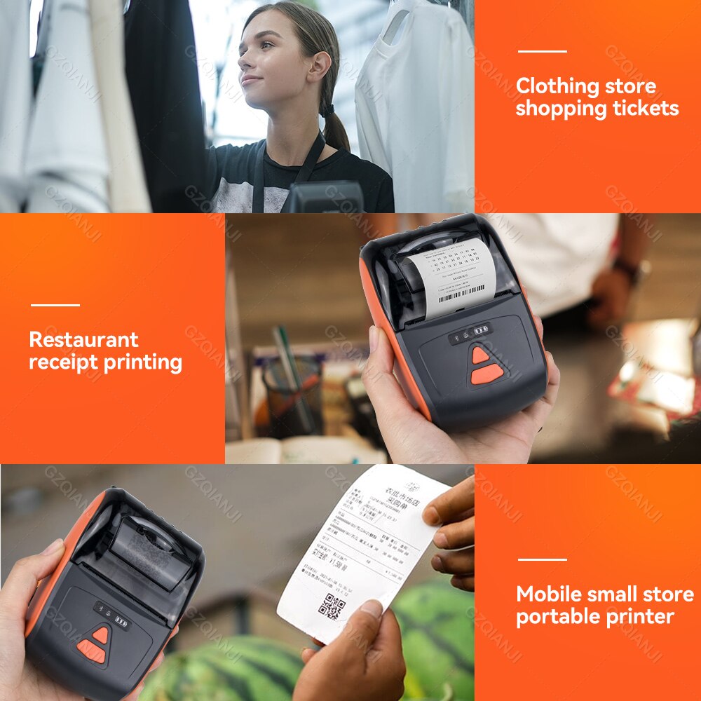 Portable Bluetooth Thermal Receipt Printer 58mm Mini Size To Carry With Android &amp; iOS Handheld Wireless Machine with Paper Roll