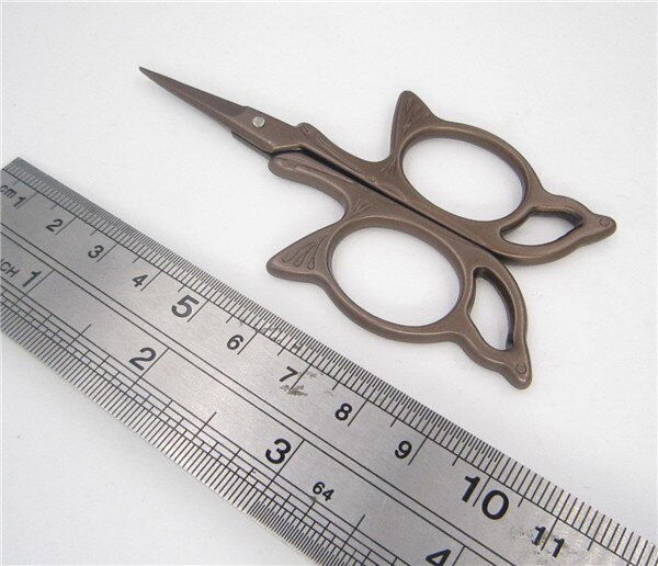 Vlinder kruissteek Retro Vintage Antieke Fijne Naaien Tailor cut trim shear handwerken scissor handwerk DIY Stof: Coffee