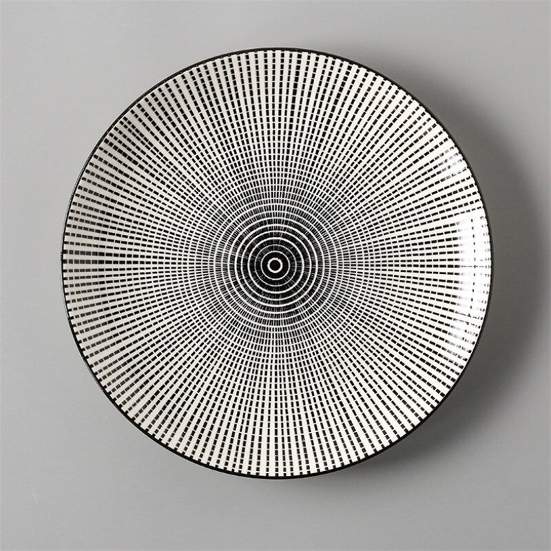 Japanese Style 8 Inch Ceramic Under Glazed Vegetable Dinner Plate Simple Dessert Plate Household Small Steak Dish Food Container: M