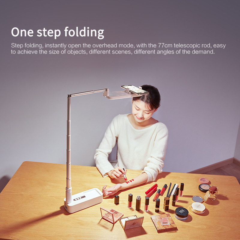 Selfie Fill light 360 Degree Rotating Adjustable Phone Holder Stand with Rechargeable Wireless Dimmable LED Selfie Fill Light