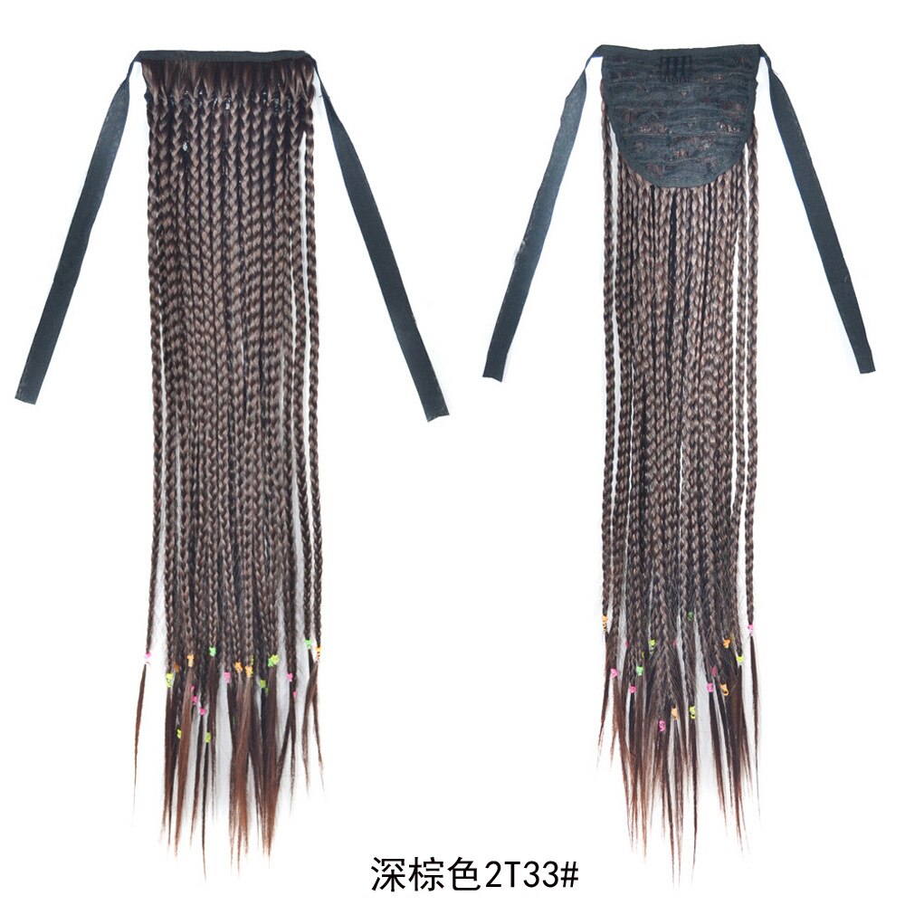 ZM hand made ombre braiding hair pony tail black and brown hair pieces for women braid ponytail extension