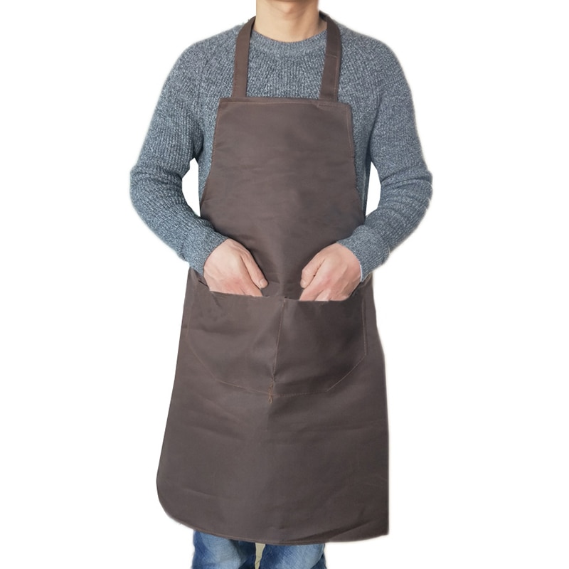 Waterproof Apron for Women With Pockets Solid Color Kitchen Restaurant Cooking Shop Art Work Apron Korean Waiter Aprons