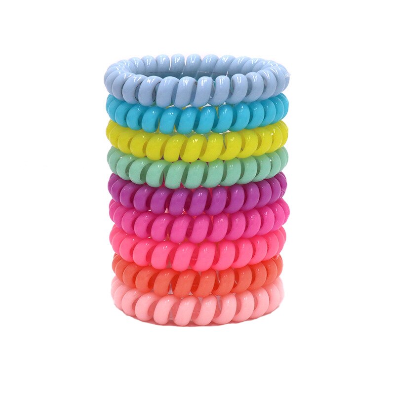 Big Grosso Plástico Elástico Cabelos para Mulheres, Multi Cores, Fio de Telefone, Bandas De Borracha, Stretchy Ponytail, Personalidade Presente, 9Pcs: Verde esmeralda