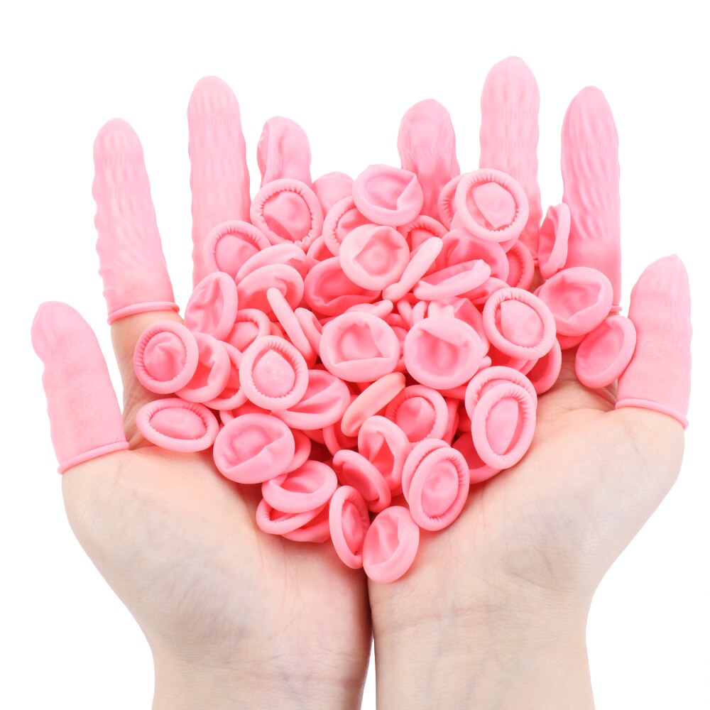 100Pcs Disposable Rubber Finger Cover Natural Latex Non-slip Anti-static Finger Cot Fingertip Protector Gloves Nail Art Tool