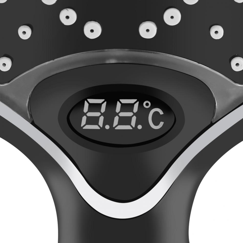 Automatiskt led-ljus duschhuvud 3- färgs led handhållen badrumsspruta digital temperaturdisplay vattenbesparande duschmunstycke