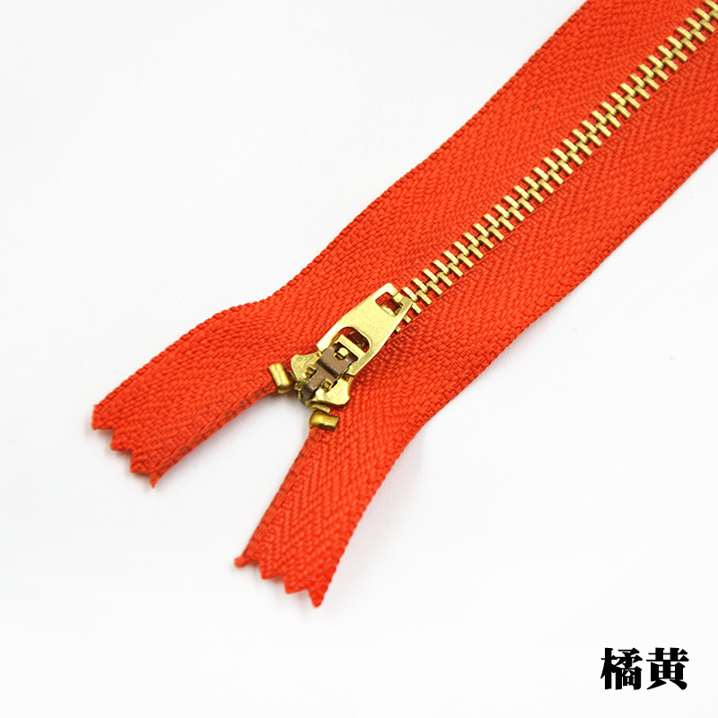 5pcs/lot copper zipper Close-End Zipper DIY for jean bags shoes garment belt sewing accessories DIY: Orange / 13cm