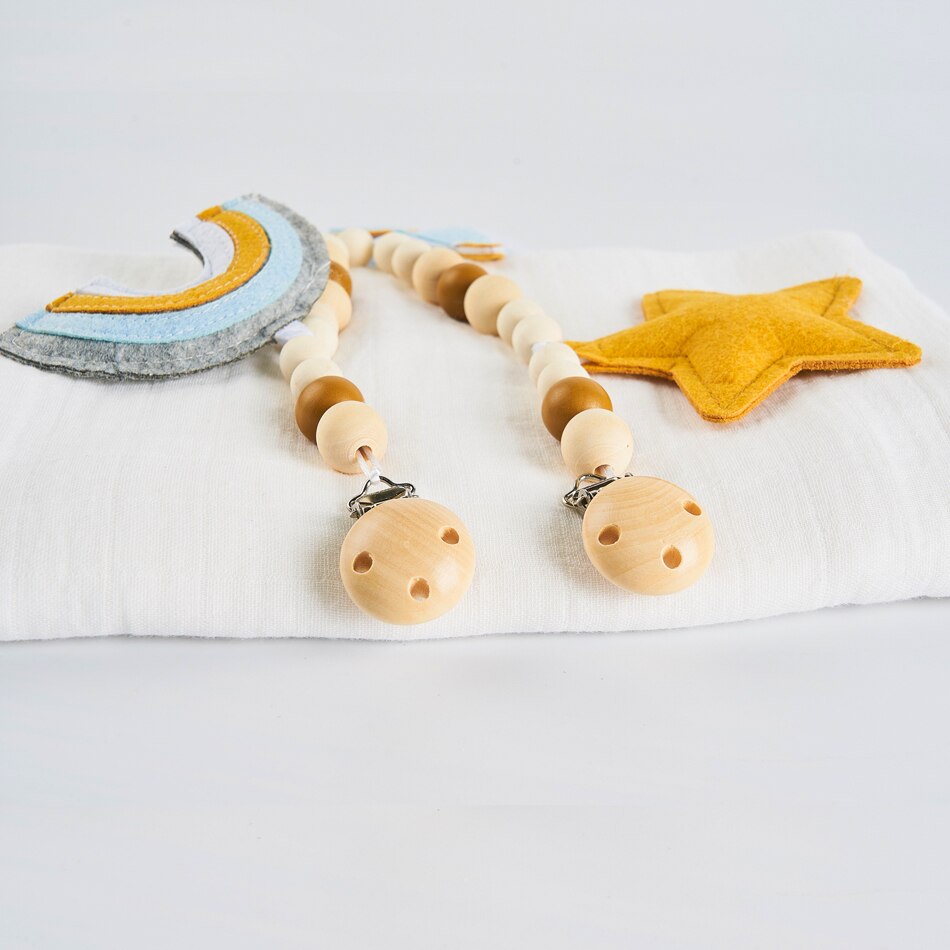 Kangobaby #mitt mjuka liv# söt barnvagn leksak lotusträ bitring med muslin swaddle filt baby armband