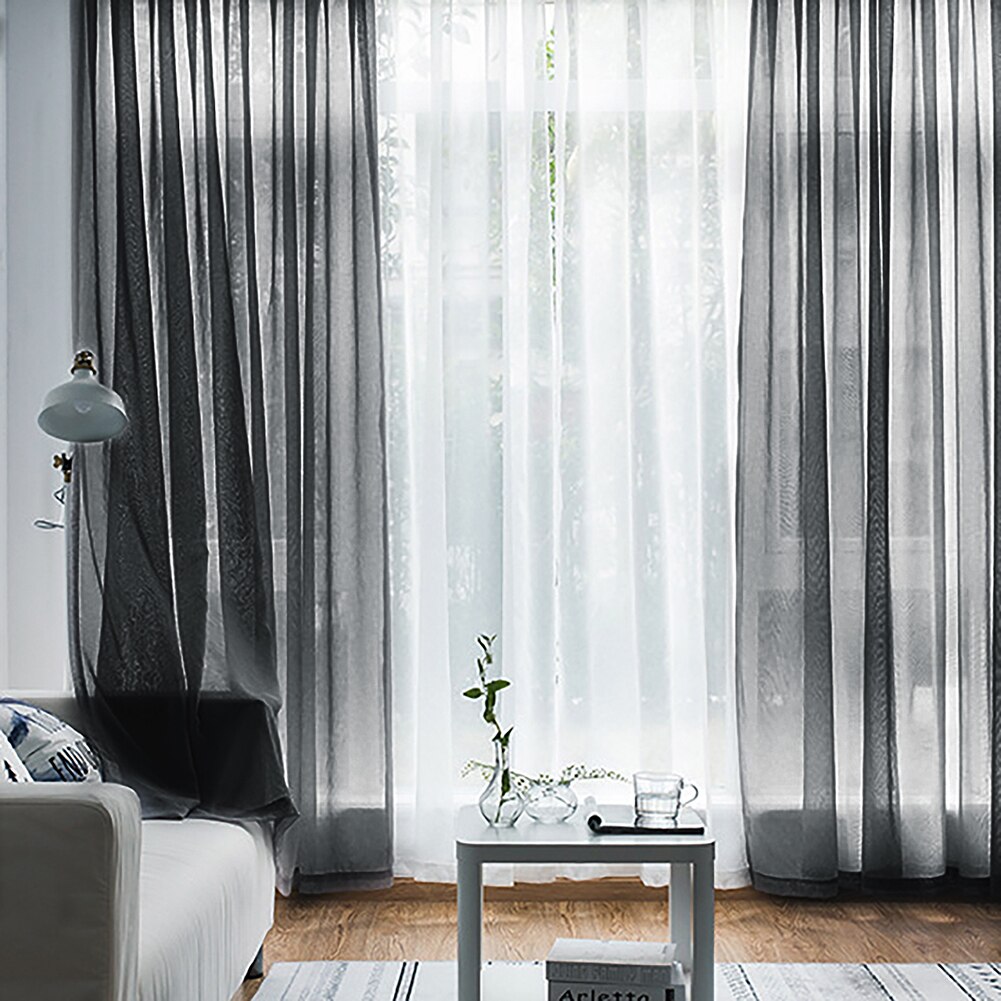 1Pc Einfarbig schier Tüll Fenster Vorhang Drapieren Wohnzimmer Balkon Terrasse Dekor Vorhang für dekorieren wohnzimmer, schlafzimmer und