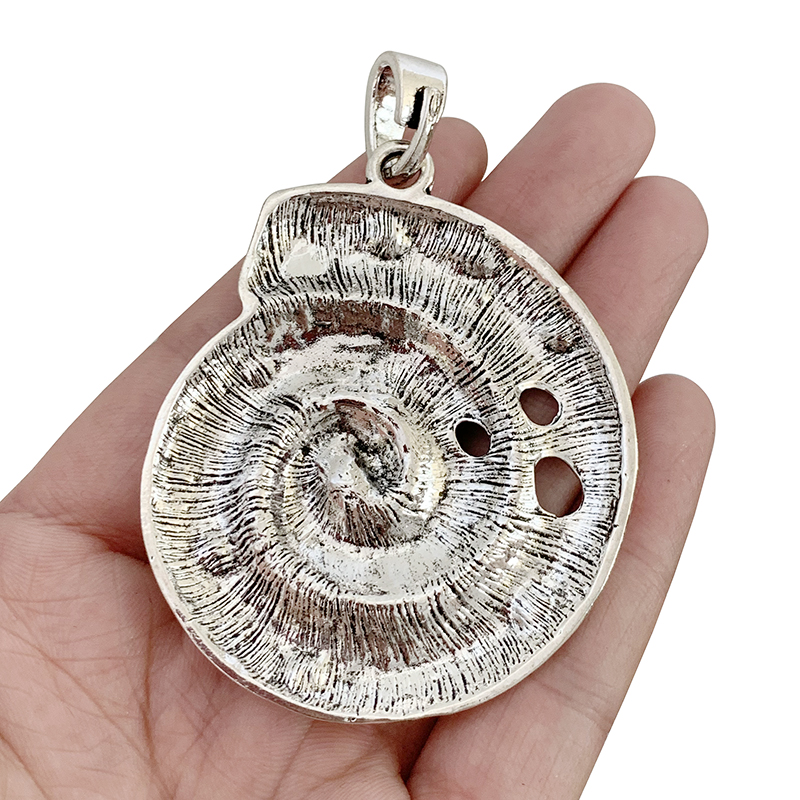1 x antiek zilver kleur grote schelp schelp zeeslak spiraal charme hanger voor ketting sieraden maken accessoires 78x54mm