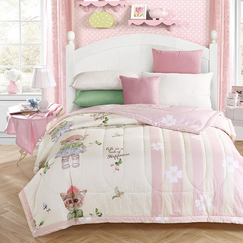 rainbow balloon cartoon children quilted bedspread throws queen full bed size bed linen: THhuajishaonv / 200x230cm