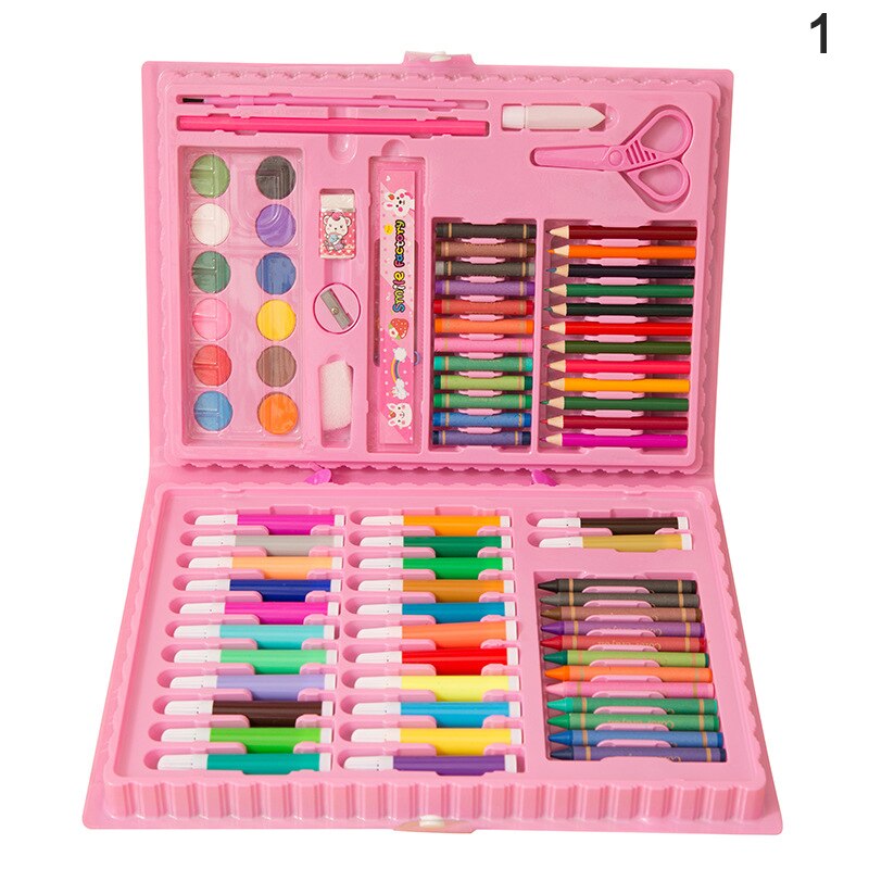 Juego de pintura para niños, juego de lápices de colores al agua, pincel Pastel de aceite, herramienta de dibujo, Escuela de Arte, papelería, dibujo de guardería, 86 Uds.: A1