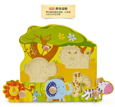 Classic World Wooden Animal Puzzle & Dinosaur Puzzle Jigsaw Wooden Toys Cartoon Animals Puzzles Tangram Child Educational Toy