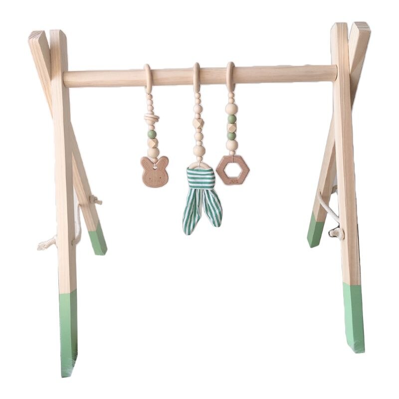 Jjrc 1Set Nordic Cartoon Baby Houten Konijn Oor Speelgoed Opknoping Hanger Gym Fitness Rack Kit Peuter Infant Kamer Ornament decor: green