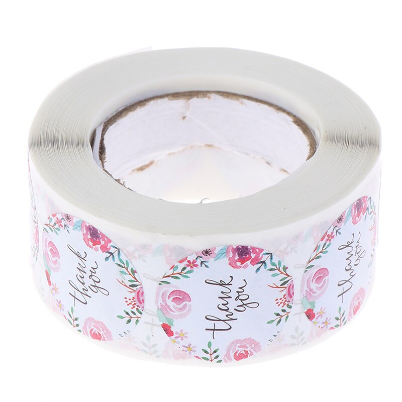 Étiquette merci rond blanc papier Kraft couleur pâte d'étanchéité cuisson Biscuit sac décoratif joint autocollant 500 étiquettes/rouleau