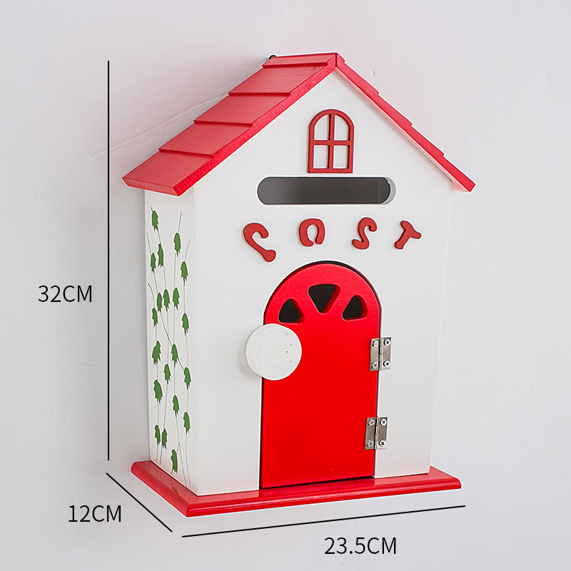 Wall-mounted mailbox garden mailbox post box barrel newspaper mailbox home balcony garden decoration letter box outdoor WF928101: A RED