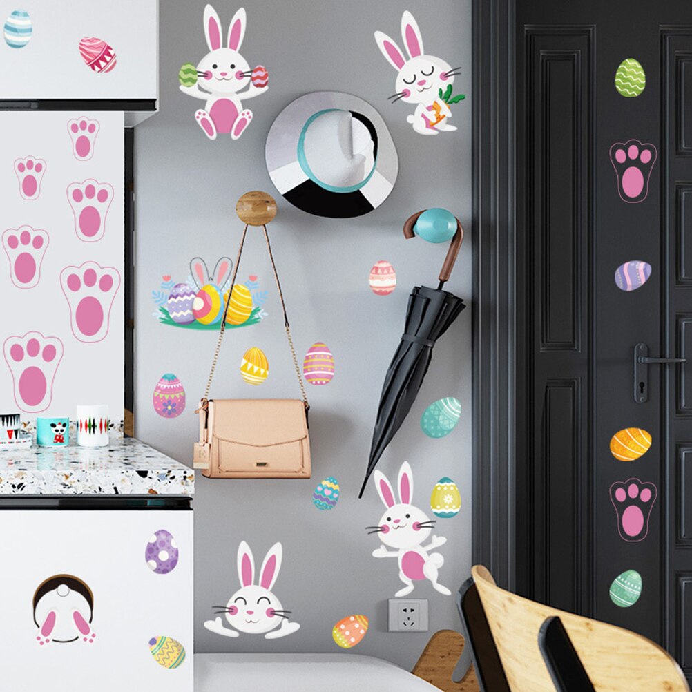 8 Sheets Easter Sticker Rabbit Footprints Eggs Win... – Grandado
