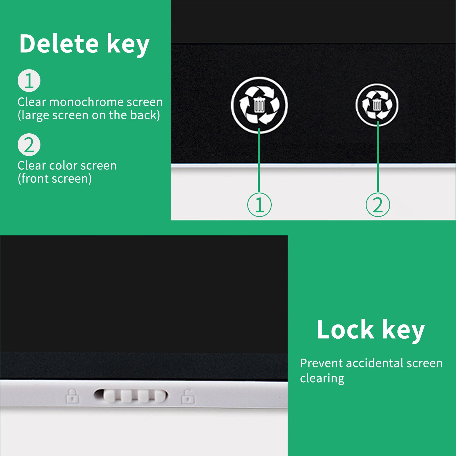 11.5/9.5/6.5 Inch Double-sided LCD Writing Tablet Full Screen with 2 Stylus Drawing Writing Taking Notes Leaving Messages