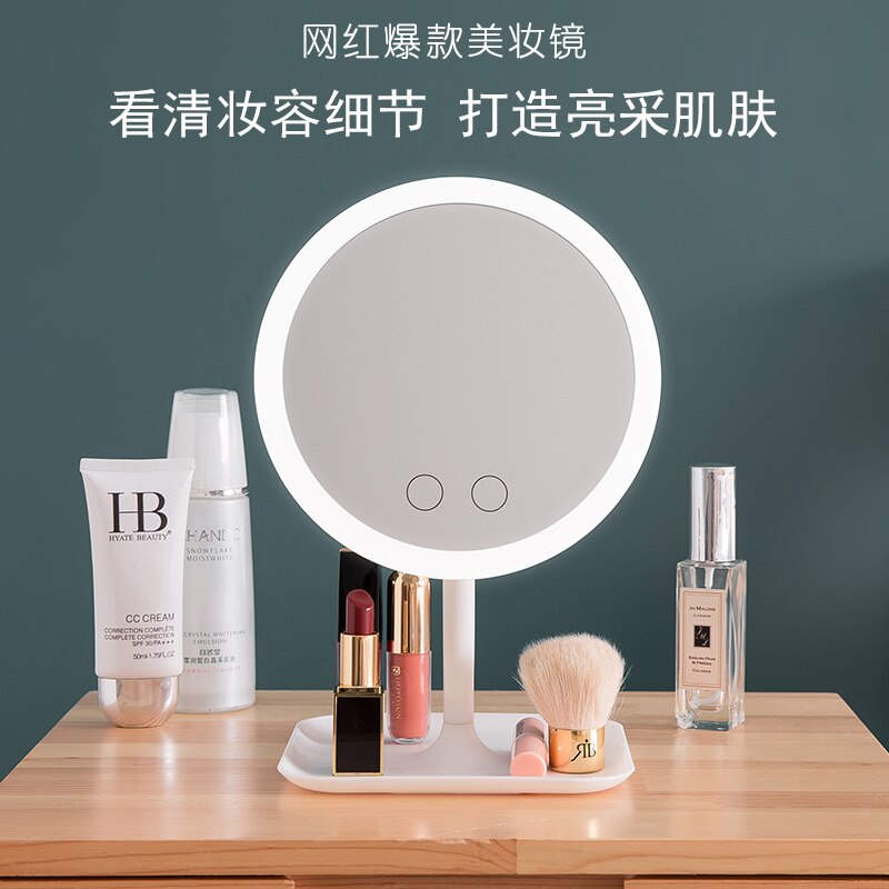 Makeup spejl med led lys toiletbord spejl skønhedsring lys spejl skønhedsværktøj til fotofyld lys lille  mj707