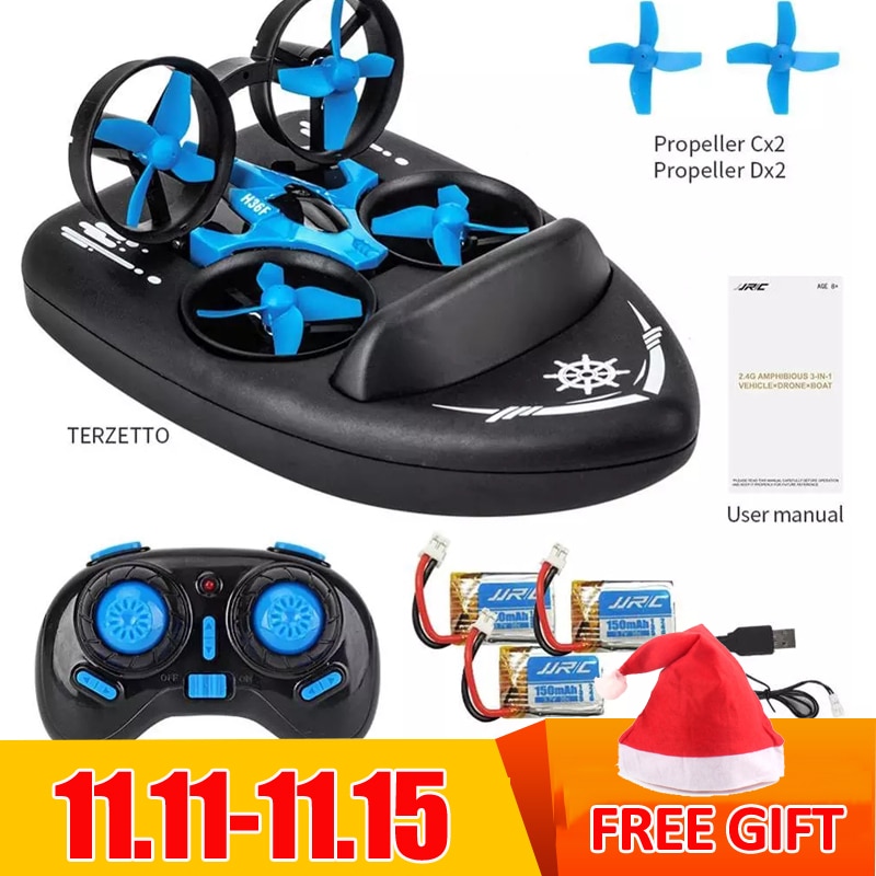 Jjrc H36F H36 3 In 1 Mini Drone Boot Auto Water Grond Air Modus 3-Modus Hoogte Houden Headless modus Rc Quadcopter Helikopters Speelgoed