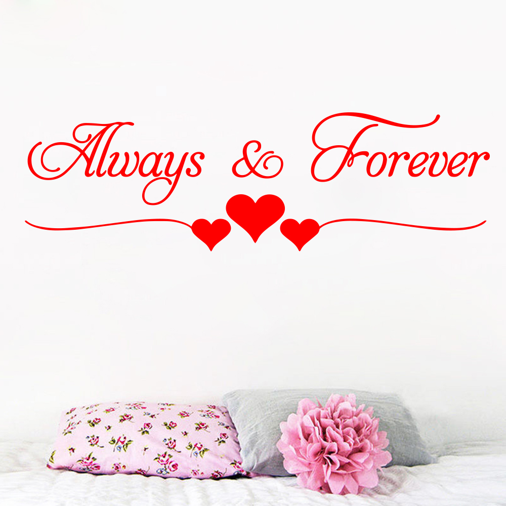Romantic Love always forever INS Wall Stickers For Bedroom Living Room Decoration Wall Decals Decor wallsticker Mural LW118: 807 Red / 42X13CM