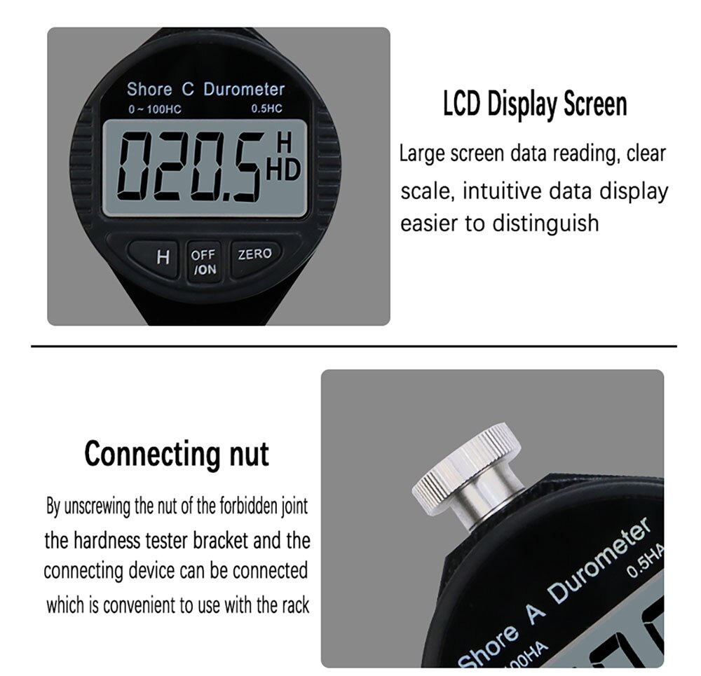 Digital Shore Hardness Durometer Digital Hardness Tester Hardness Meter Shore 0-100 A/C/D For Plastic Leather Rubber Multi-resin