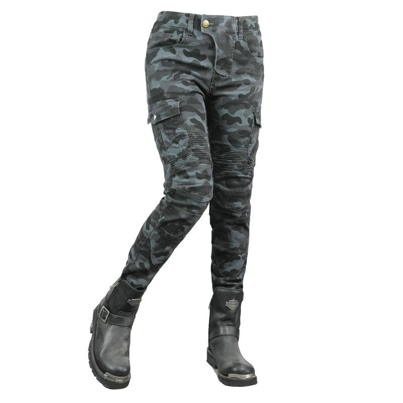 Volero Female Motorcycle Camouflage Riding Pants Locomotive Sports Leisure Straight Protective Jeans Cycling Trousers For Girls: pants N npads / 25