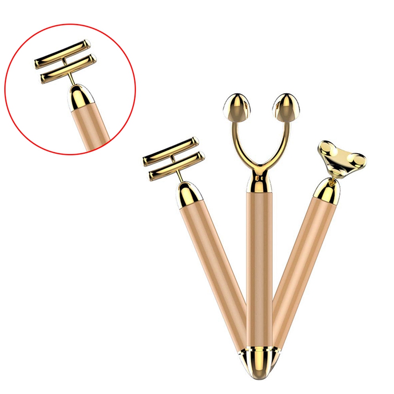 Electric Facial Massage Tool, 24K Gold Pulse Facial Massager, Lifting and Firming Face-Lifting Electric V-Face Massage Stick for