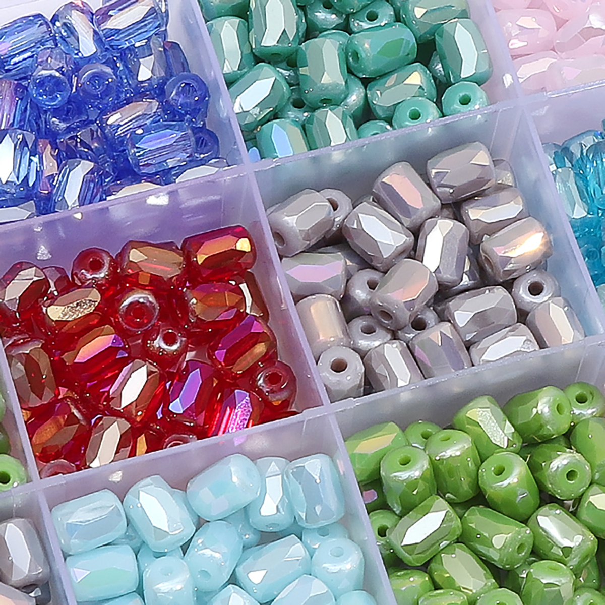 Environ 10 pièces de perles colorées plaquées transparentes en verre, perles rectangulaires coupées en vrac, faites à la main, fabrication de bijoux, accessoires de Bracelet