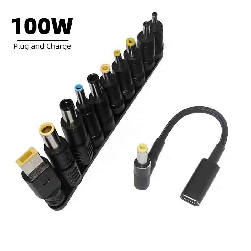 100W Type C to Universal Notebook Adapter Connecter Dc Jack Usb C Laptop Charging Cable Cord Laptop Charger 10pcs Connector