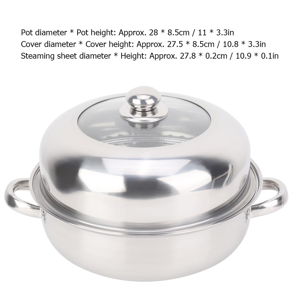 28CM Rvs Single Layer Soeppan Hotpot Voedsel Stoomboot Pot Kookgerei Huishoudelijke Koken